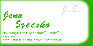 jeno szecsko business card